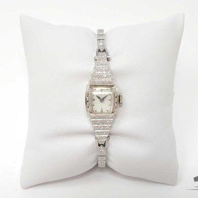 #756 • Exquisite Vintage 14k White Gold Hamilton Ladies' Diamond Wris...
