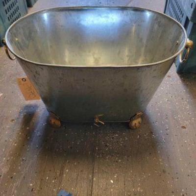#5630 • Galvanized Steel Wine Tub with Brass Handles
