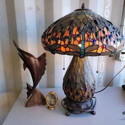 #5023 • Multi-Color Lamp, Wooden Fish & Small Clock
