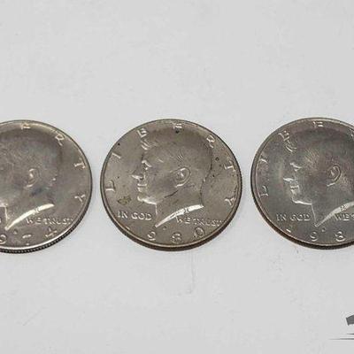 #1505 • (3) 1974-1984 Kennedy Half Dollars
