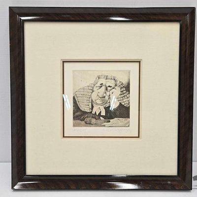#1842 • "Spider Judge" Etching, Charles Bragg Signed Framed Artwork
