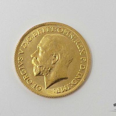 #1201 • Gold 1912 Great Britain Half Sovereign Coin, 7.95g
