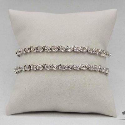#900 • (2) Sterling Sliver Diamond Tennis Bracelets, 33.9g
