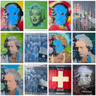 #2144 • (12) Steve Kaufman Pop Art Signed Canvas Prints
