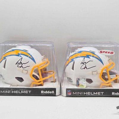 #1826 • (2) Chargers Asante Samuel Jr Signed Riddell Mini Helmets
