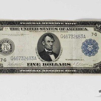 #1509 • 1914 U.S. Blue Seal $5 Federal Reserve Note
