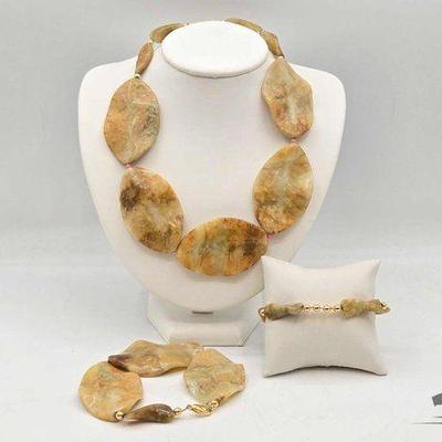 #1000 • Semi-Precious Stone Necklace & (2) Bracelets, 283g
