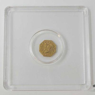 #1213 • Gold 1855 California 1/4 Dollar Token
