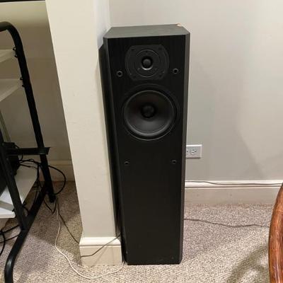 Electronics, including a pair of Bose speakers, Sony floor speakers, receiver, record player