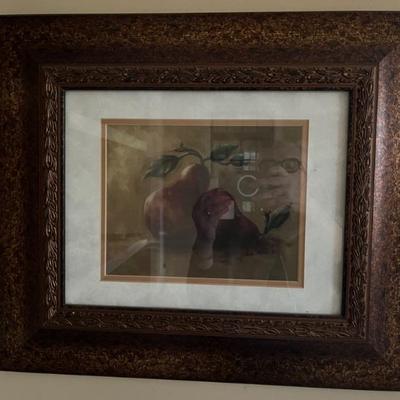 Lots of framed art work--still lives, abstracts, botanicals, museum posters, nature