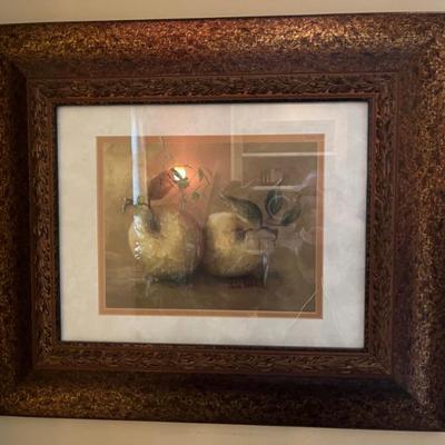Lots of framed art work--still lives, abstracts, botanicals, museum posters, nature