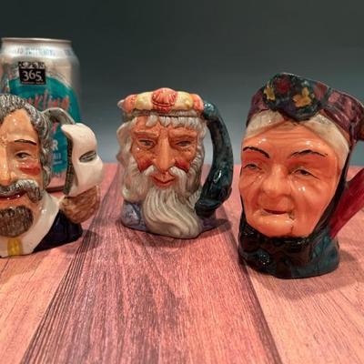 Loads of Toby jugs, character jugs in all sizes from Royal Doulton, Sterling and Artone—Winston Churchill, Falstaff, Neptune, pirates,...