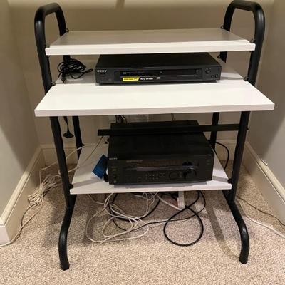 Electronics, including a pair of Bose speakers, Sony floor speakers, receiver, record player