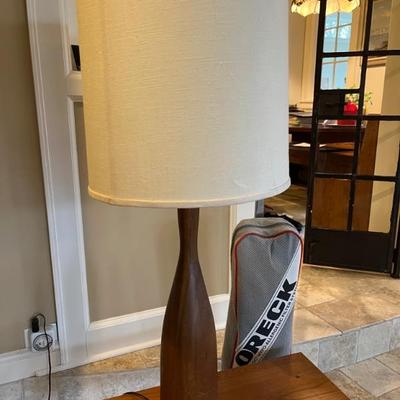 MCM style teak bowling pin shaped lamp