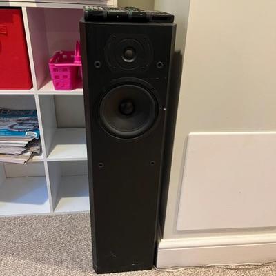 Electronics, including a pair of Bose speakers, Sony floor speakers, receiver, record player