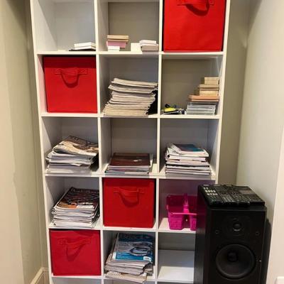 Cube shelving, 9 cubes per section, white formica