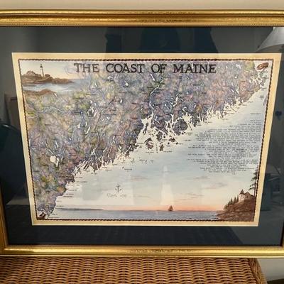 framed poster of the coast of Maine