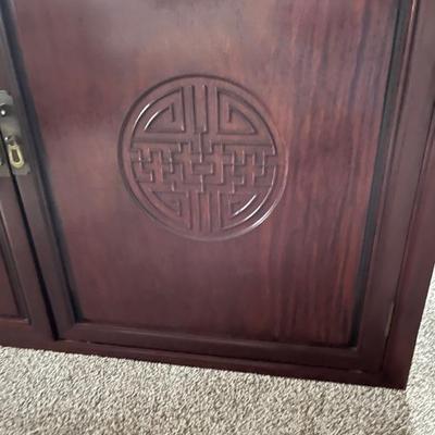 Elmwood campaign style stacking armoire/dresser, imported from China, Asian style, the two pieces can be used stacked or separate 