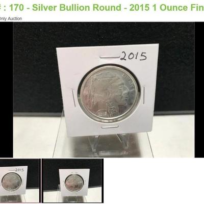 Lot # : 170 - Silver Bullion Round - 2015 1 Ounce Fine Silver
Uncirculated Native American and Buffalo type ounce of silver.
