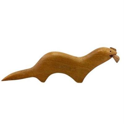 Lot 229   
Richard Thompkins Carved Wood Otter Eating a Fish Figurine