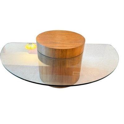 Lot 017 
Custom Kagen Style Glass and Wood Block Cocktail Table