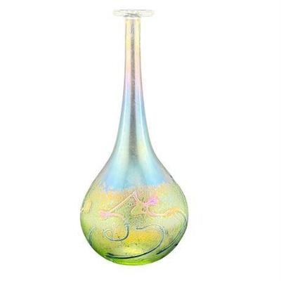 Lot 018-050 
Robert Field Signed Art Glass Iridescent Bottle Vase