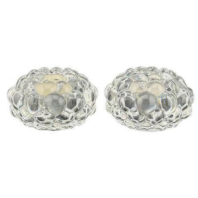 Lot 048  
Orrefors "Raspberry" Crystal Candle Holder Set (2ct)