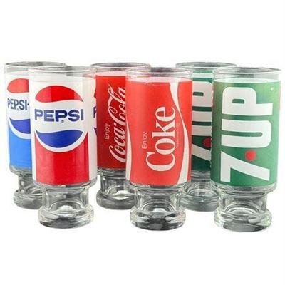 Lot 600-064   
Vintage "Pepsi", "Coke", and "7-UP" Glass Tumblers (7ct)