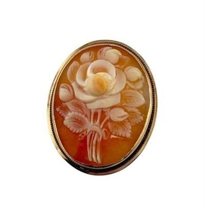 Lot 018-805  
Antique Carved Rose Cameo, Gold Setting