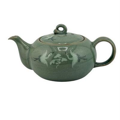 Lot 065  
Vintage Korean Celadon Teapot with Cranes Motif, by Doo Yeon