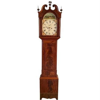 Lot 001   
Antique Chippendale Style Flame Mahogany Grandfather Clock