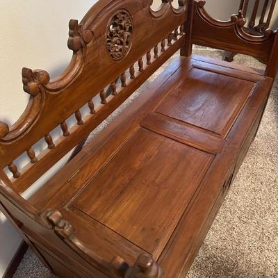 Vintage bench with interior storage box - refinished to perfection!