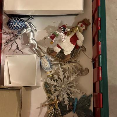 Bins of Christmas decor