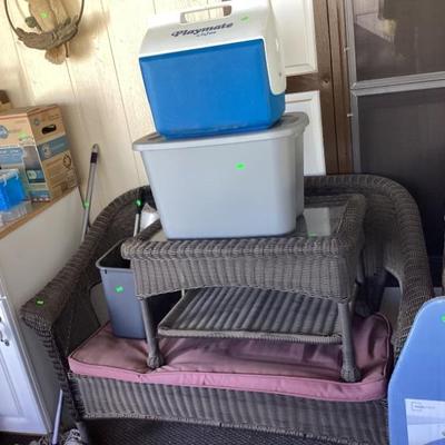 Wicker patio set is sold.