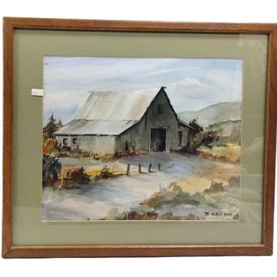 M. WHITSON WATERCOLOR OF A BARN