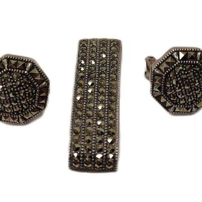 STERLING MARCASITE PENDANT AND EARRINGS