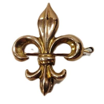 10K GOLD HOLLOW GOLD FLEUR DE LIS PIN/PENDANT