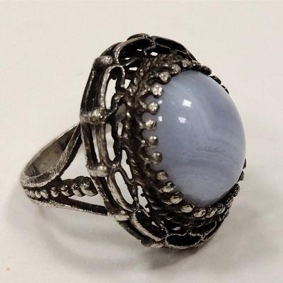 LACE AGATE FILIGREE RING SIZE 5