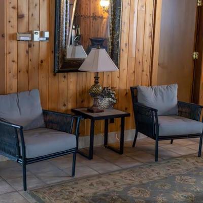 2 Chairs,Table, and lamp $200 Tree $150