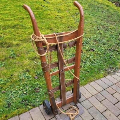 Early americana wood iron hand dolly