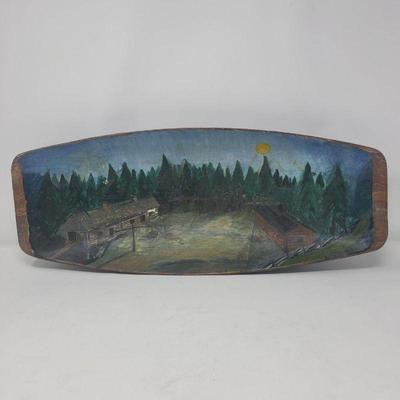 48 rustic 1940 handpainted wood decor bowl signed