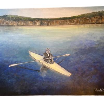 Rowing on the Lake Original Art Signed