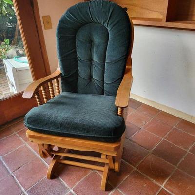 63 green cushion wood glider rocking chair