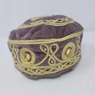44 vintage uzbek embroidered gold thread velvet islamic hat