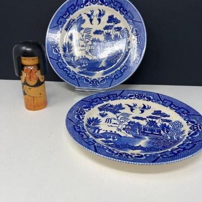 102 antique japan porcelain plates and kokeshi doll