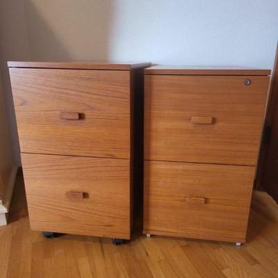 79 two vintage ikea teak wood file cabinets