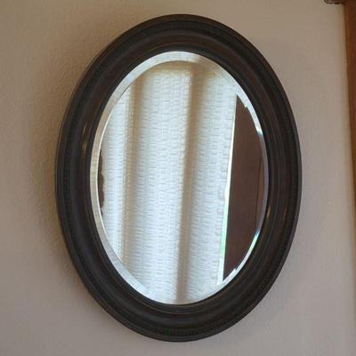 39 antique wood beveled oval wall mirror