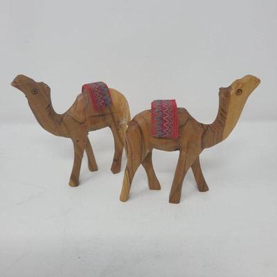 62 vintage carved wood camels israel