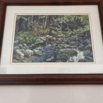 "wood stream" original watercolor C. Schlosser Southampton, NJ 
