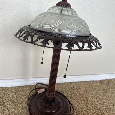 Vintage Bronze & Glass Table Lamp